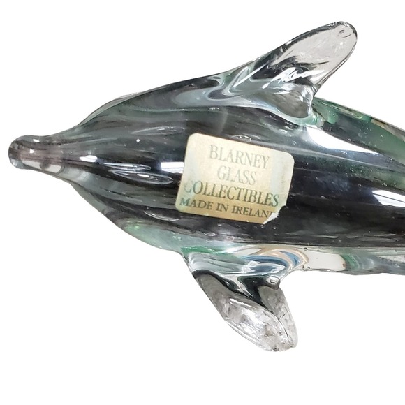 Vintage Blarney Glass Collectables Blown Hand Green Swirl Dolphin‎ Figurine - Picture 4 of 9